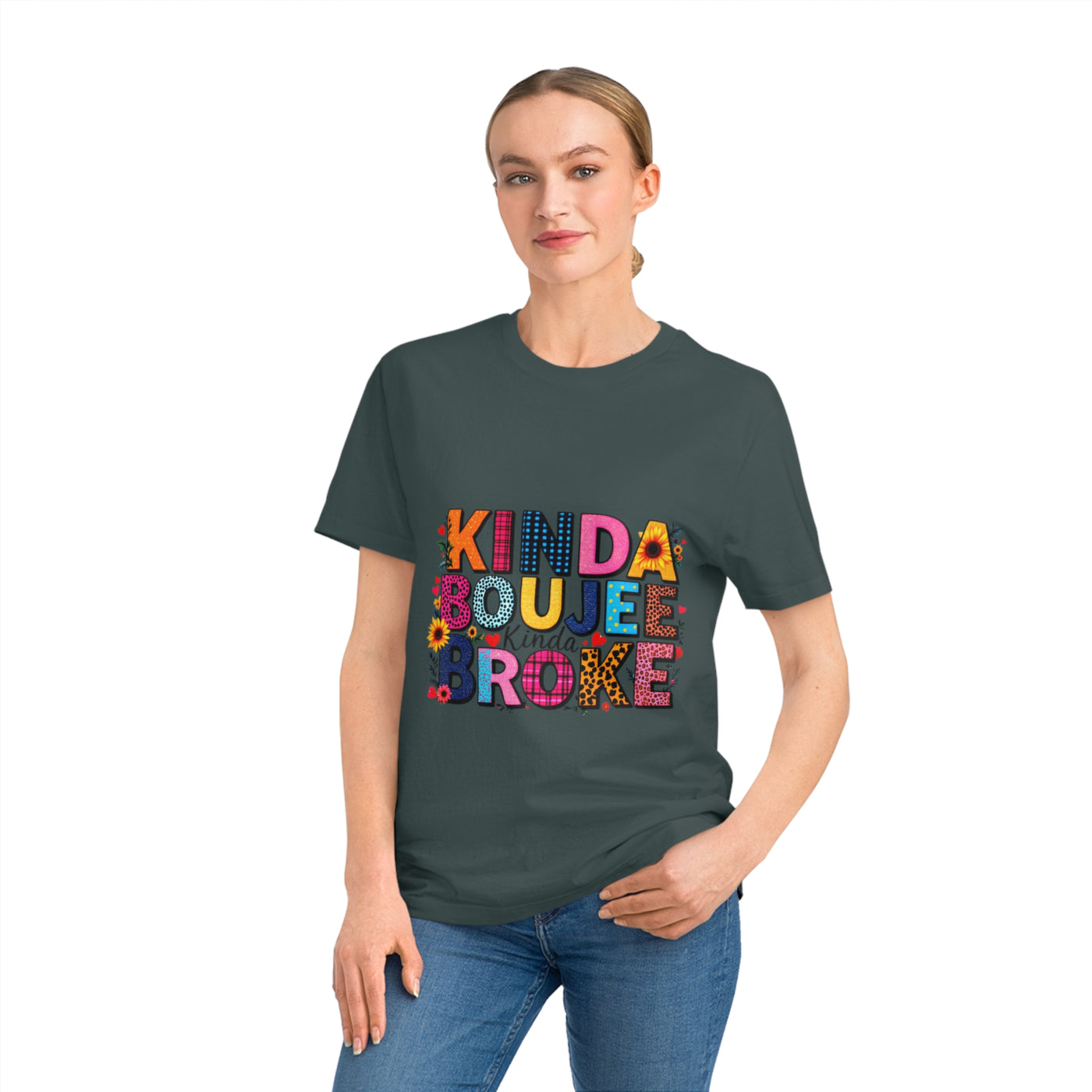 Kinda Boujee Broke Unisex Rocker T-Shirt - Fun Casual Graphic Tee