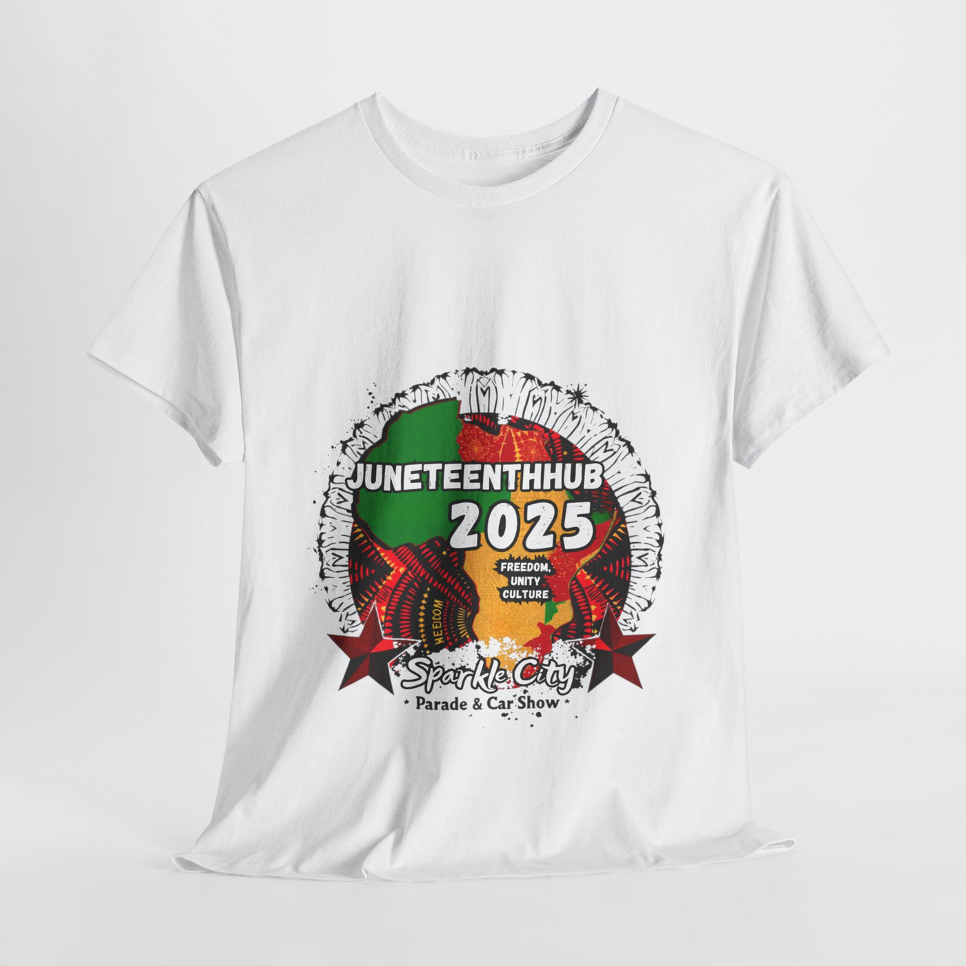 Unisex Heavy Cotton Tee - Juneteenth Hub 2025 Parade & Car Show Design