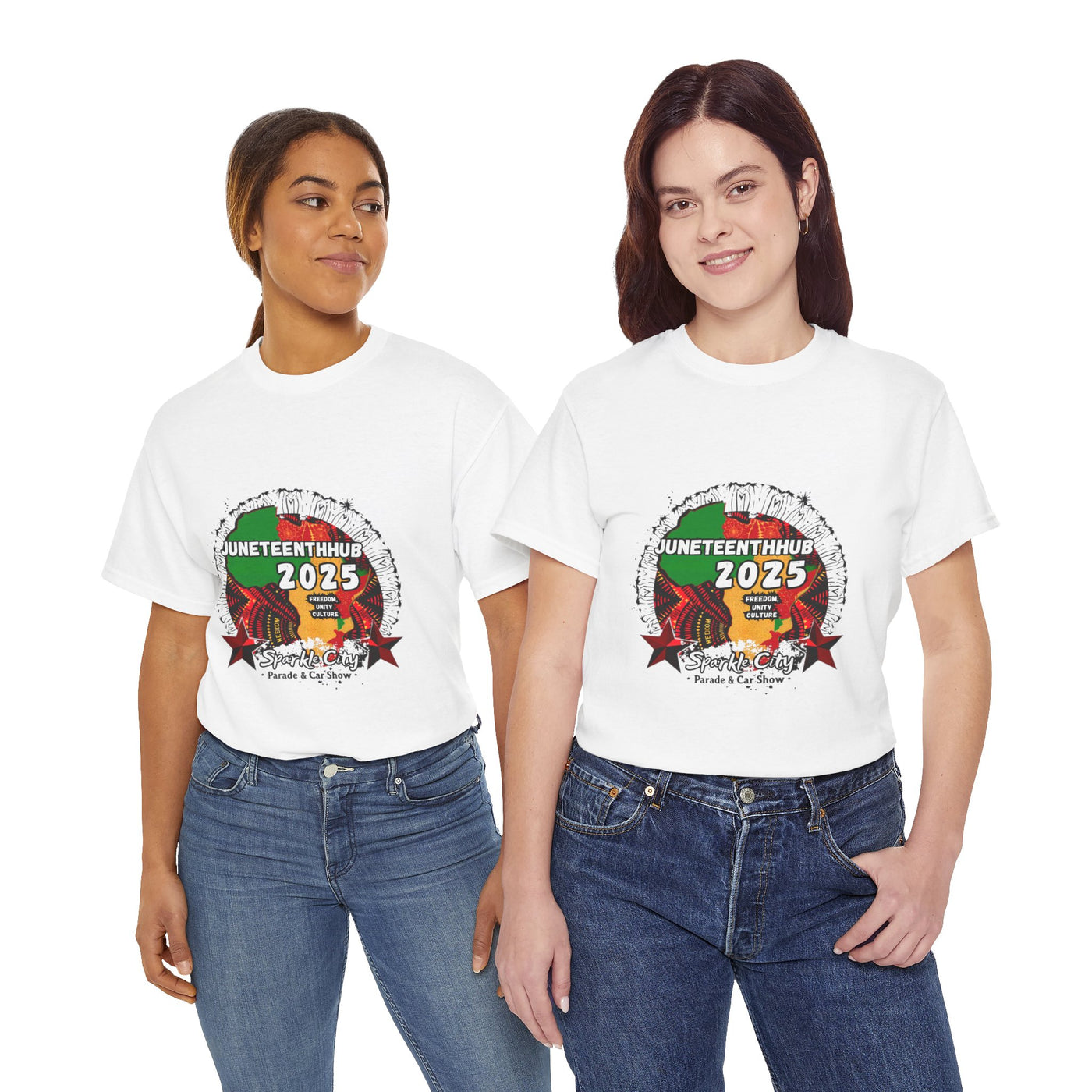 Unisex Heavy Cotton Tee - Juneteenth Hub 2025 Parade & Car Show Design