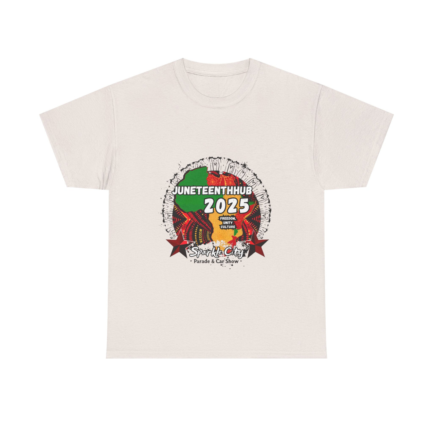 Unisex Heavy Cotton Tee - Juneteenth Hub 2025 Parade & Car Show Design