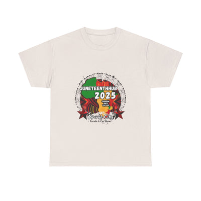 Unisex Heavy Cotton Tee - Juneteenth Hub 2025 Parade & Car Show Design