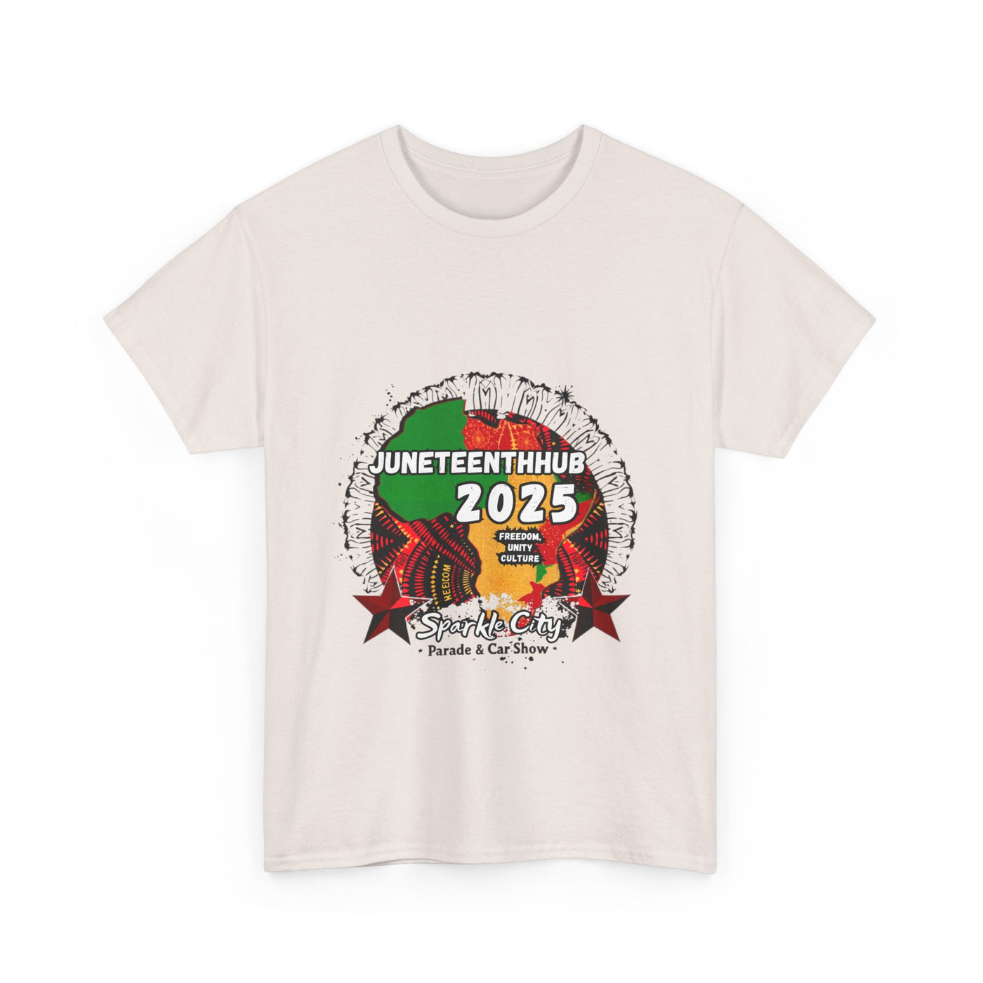 Unisex Heavy Cotton Tee - Juneteenth Hub 2025 Parade & Car Show Design