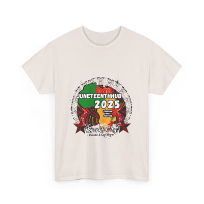 Unisex Heavy Cotton Tee - Juneteenth Hub 2025 Parade & Car Show Design