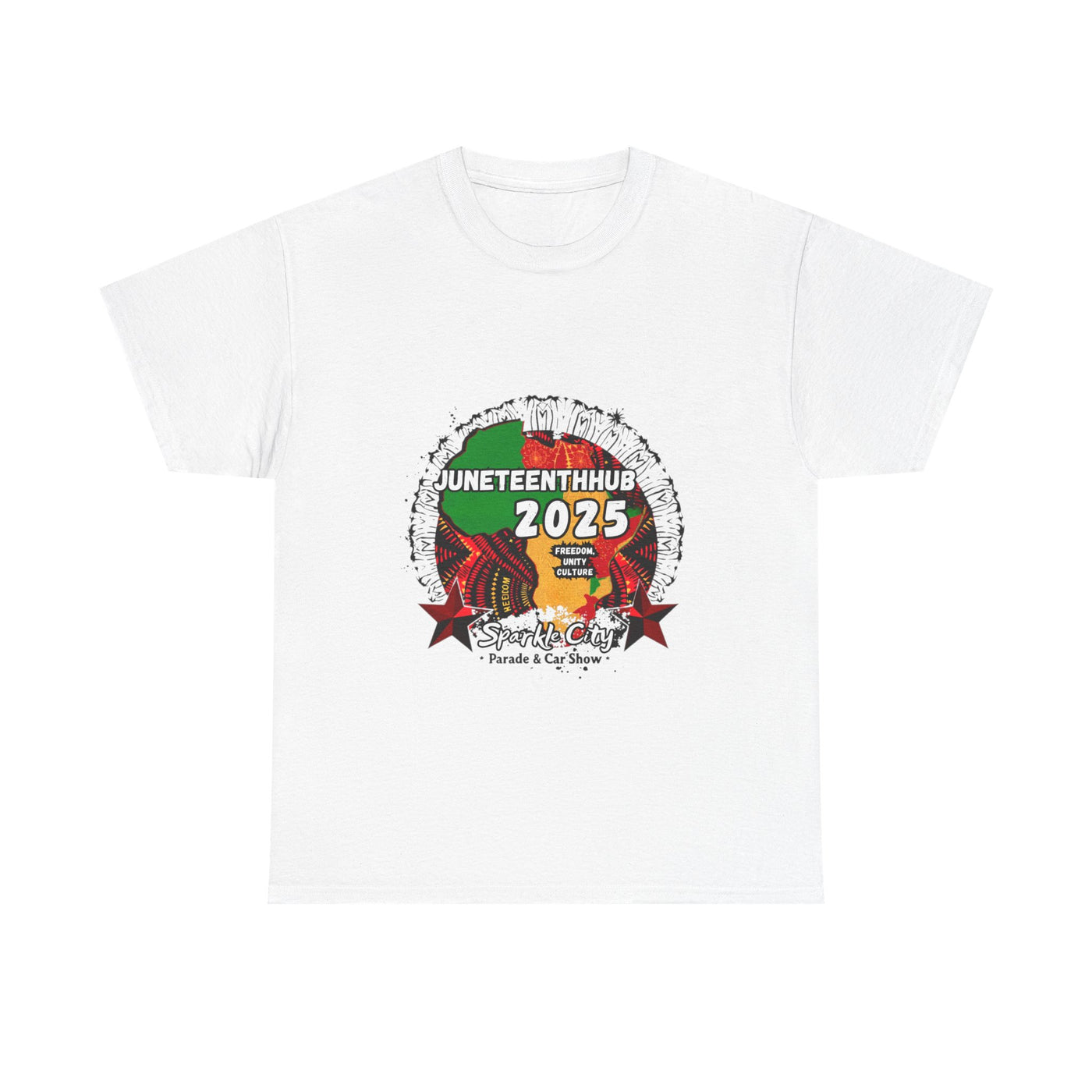 Unisex Heavy Cotton Tee - Juneteenth Hub 2025 Parade & Car Show Design
