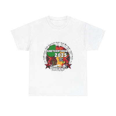 Unisex Heavy Cotton Tee - Juneteenth Hub 2025 Parade & Car Show Design