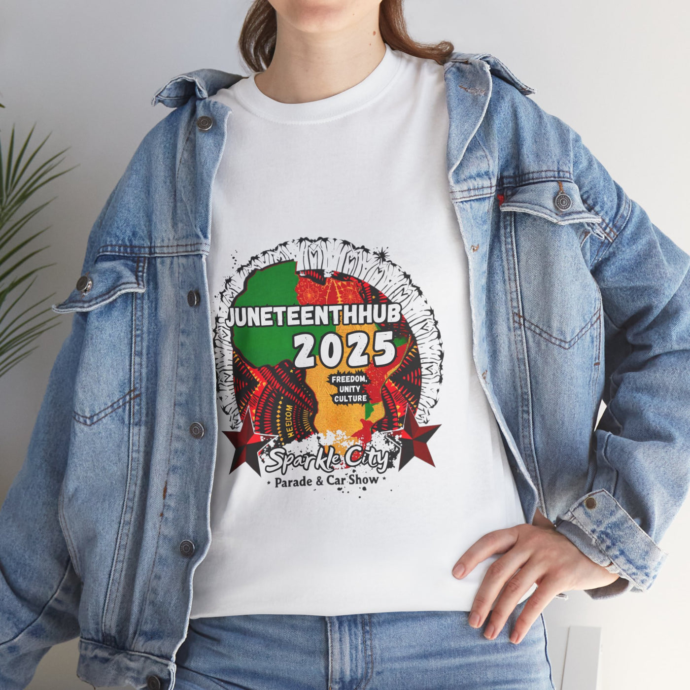 Unisex Heavy Cotton Tee - Juneteenth Hub 2025 Parade & Car Show Design